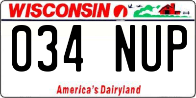 WI license plate 034NUP