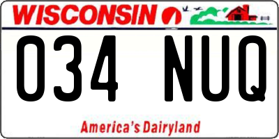 WI license plate 034NUQ