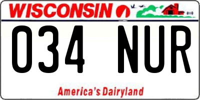 WI license plate 034NUR