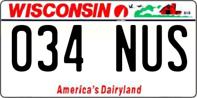 WI license plate 034NUS