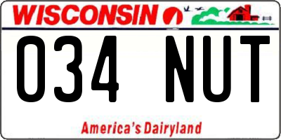 WI license plate 034NUT