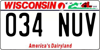 WI license plate 034NUV