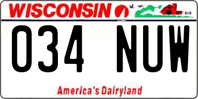 WI license plate 034NUW