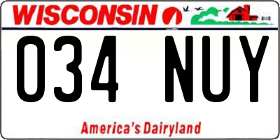 WI license plate 034NUY