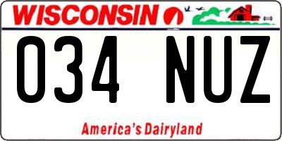 WI license plate 034NUZ
