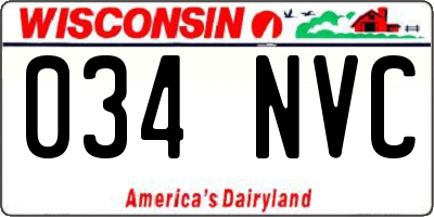 WI license plate 034NVC
