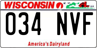 WI license plate 034NVF
