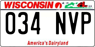 WI license plate 034NVP