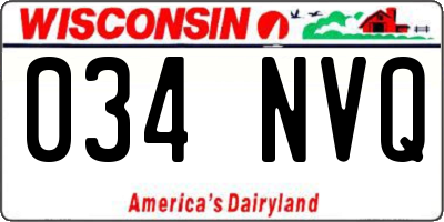 WI license plate 034NVQ