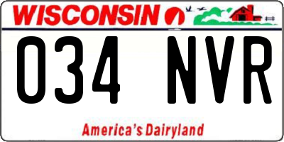 WI license plate 034NVR