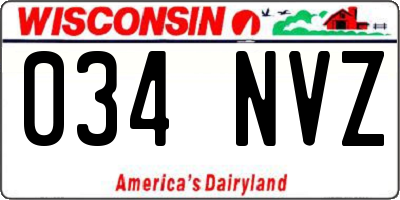 WI license plate 034NVZ