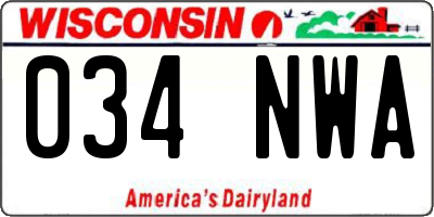WI license plate 034NWA