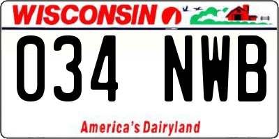 WI license plate 034NWB