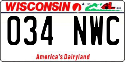 WI license plate 034NWC