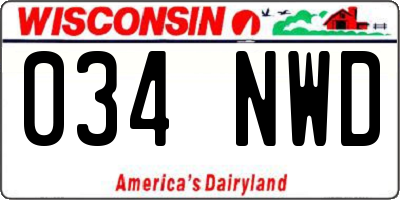 WI license plate 034NWD