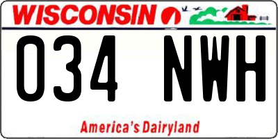 WI license plate 034NWH