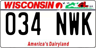 WI license plate 034NWK