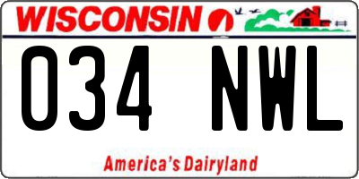 WI license plate 034NWL