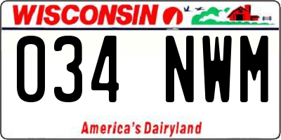 WI license plate 034NWM
