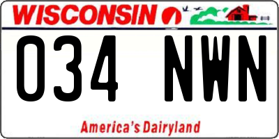 WI license plate 034NWN