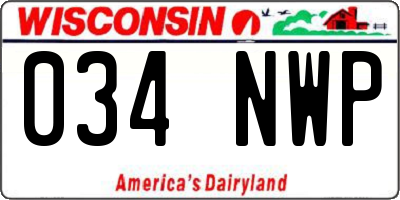 WI license plate 034NWP