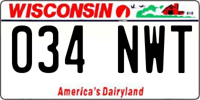 WI license plate 034NWT