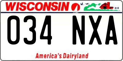 WI license plate 034NXA
