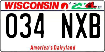 WI license plate 034NXB