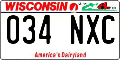 WI license plate 034NXC