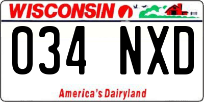 WI license plate 034NXD