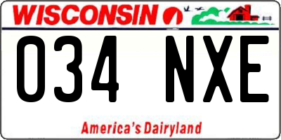 WI license plate 034NXE
