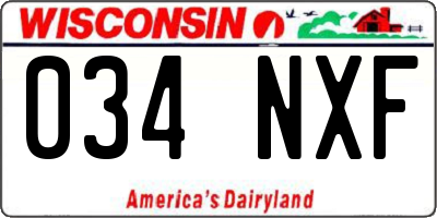 WI license plate 034NXF
