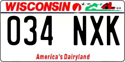 WI license plate 034NXK