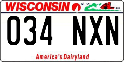 WI license plate 034NXN