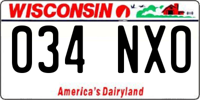 WI license plate 034NXO