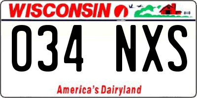 WI license plate 034NXS