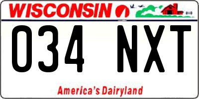 WI license plate 034NXT