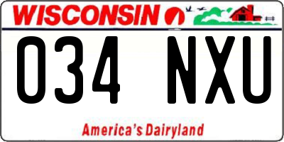 WI license plate 034NXU