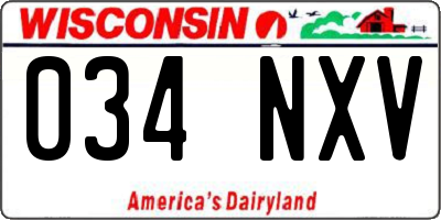 WI license plate 034NXV