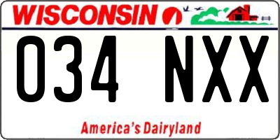 WI license plate 034NXX