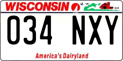 WI license plate 034NXY