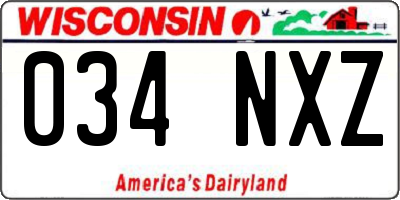 WI license plate 034NXZ