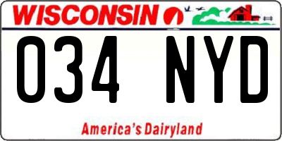 WI license plate 034NYD