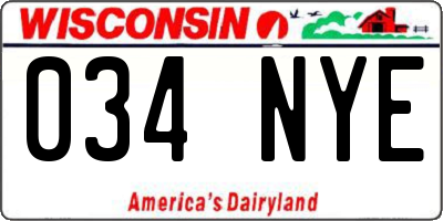 WI license plate 034NYE