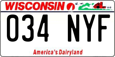 WI license plate 034NYF