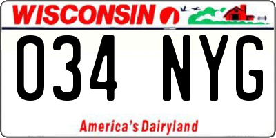 WI license plate 034NYG