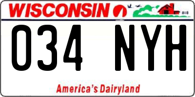 WI license plate 034NYH