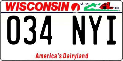 WI license plate 034NYI