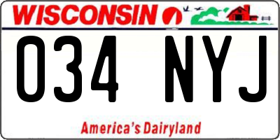 WI license plate 034NYJ