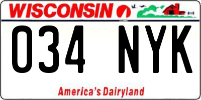 WI license plate 034NYK